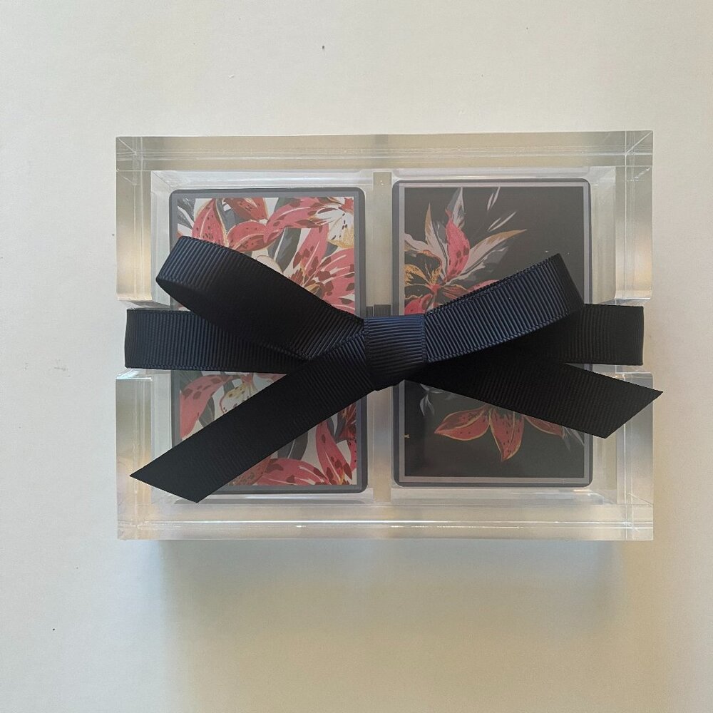 Two decks of playing cards in decorative lucite box. Brand New!